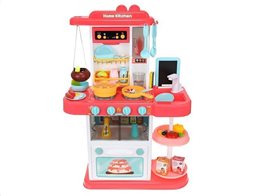 Aria Trade Σετ Παιδική Κουζίνα 43 τεμαχίων με Ηχητικές Ειδοποιήσεις σε ροζ χρώμα, 23x50x72 cm