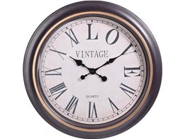 Vintage Αναλογικό Διακοσμητικό Ρολόι Τοίχου σε καφέ χρυσό χρώμα με διάμετρο 60 cm