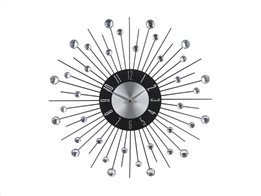 Αναλογικό Ρολόι Τοίχου με πέτρες, κρύσταλλα και διάμετρο 43 cm, Crystal clock  Crystals
