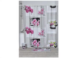 Κουρτίνα Μπάνιου Πολύχρωμη με Floral σχέδια, 180x180 cm, Janice