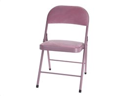 Πτυσσόμενη καρέκλα με βελούδινο κάθισμα και πλάτη, σε ροζ χρώμα για εσωτερική και εξωτερική χρήση