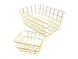 Σετ Μεταλλικά Καλάθια 2 τεμαχίων σε χρυσό χρώμα, Metal baskets