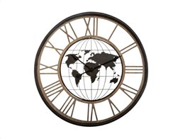 Αναλογικό ρολόι τοίχου παγκόσμιος χάρτης κατάλληλο για διακόσμηση με διάμετρο 67 cm