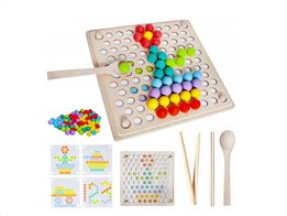 Ξύλινο Επιτραπέζιο Παιχνίδι με αξεσουάρ και Μπάλες σε διάφορα χρώματα, Wooden beads puzzle