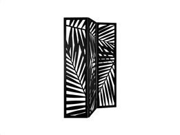 Ξύλινο Παραβάν Διαχωριστικό Χώρου με σχέδιο φύλλα σε μαύρο χρώμα, 120x1.8x170 cm, Paravan