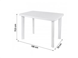 Τραπέζι πλαστικό βεράντας κήπου, σε λευκό χρώμα, 72x140x90cm