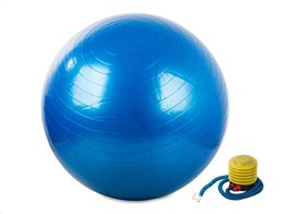 Φουσκωτή μπάλα γυμναστικής για Yoga και Pilates διαμέτρου 65cm μαζί με τρόμπα, σε Μπλε χρώμα