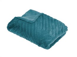 Κουβέρτα Fleece ριχτάρι καναπέ χνουδωτή με γούνινη υφή σε πετρολ χρώμα, 120x160 cm