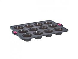 Φόρμα Σιλικόνης με 12 θέσεις για Cupcakes, Muffins σε γκρι σκούρο χρώμα, 36x25.3x3.5 cm