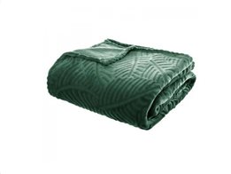 Υπερδιπλη Κουβέρτα ριχτάρι καναπέ Fleece μαλακή με μοτίβο φύλλα σε πράσινο χρώμα, 220x240 cm