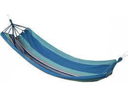 Αιώρα για τον Κήπο και το Camping σε μπλε χρώμα με σχέδιο ρίγες, 200x100 cm, Hammock blue stripes