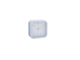 Ρολόι Ξυπνητήρι τετράγωνο, αθόρυβο, 13x13 cm  Γκρι Ανοιχτό