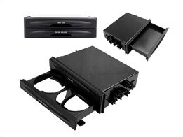 Διπλή Ποτηροθήκη Αυτοκινήτου και συρτάρι για την θήκη 1 DIN, σε μαύρο χρώμα,  173x48mm