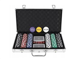 Σετ Βαλίτσα Πόκερ με 300 μάρκες, 2 τράπουλες και ζάρια, 39x7x27 cm, Poker set