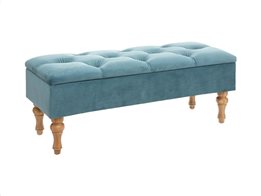Σκαμπό Παγκάκι με βελούδινο κάθισμα σε μπλε χρώμα και αποθηκευτικό χώρο, 102x38x41 cm, Velvet bench