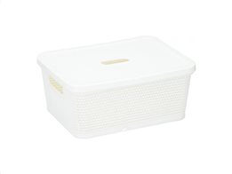 Πλαστικό Κουτί Αποθήκευσης γενικής χρήσης, με καπάκι, 24.7x19.2x10.4 cm Λευκό