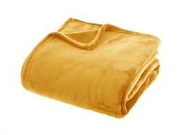 Κουβέρτα Fleece Ριχτάρι Καναπέ με γούνινη υφή σε κίτρινο χρώμα, 230x180 cm