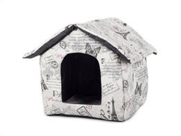 Σπιτάκι σκύλου σε Μπεζ χρώμα με Τύπωμα Παρίσι 30.5x33x38 cm, Dog House