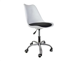 Περιστρεφόμενη Καρέκλα Γραφείου Ρυθμιζόμενου Ύψους  από Οικολογικό Δέρμα, σε Λευκό χρώμα