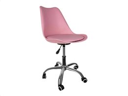 Περιστρεφόμενη Καρέκλα Γραφείου Ρυθμιζόμενου Ύψους  από Οικολογικό Δέρμα, σε Ροζ χρώμα