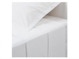 Διπλό Σεντόνι από 100% Βαμβάκι σε λευκό χρώμα, 180x290 cm, Flat sheet