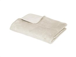Διπλό Κουβερλί Μονόχρωμο με σχέδια φύλλα, 240x260 cm, Bed cover Ivory