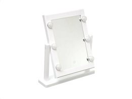 Επιτραπέζιος Καθρέφτης με LED Φωτισμό για μακιγιάζ τύπου Καμαρίνι, σε λευκό χρώμα, 37x9x40.5cm