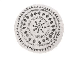 Στρογγυλό Χαλί Μπάνιου Βαμβακερό με Γεωμετρικά σχέδια, διάμετρου 70 cm Σχέδιο 1