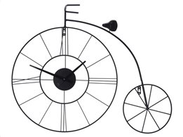 Μεταλλικό Ρολόι Τοίχου διαμέτρου 80cm σε σχήμα ποδήλατο σε μαύρο χρώμα, Bike wall clock