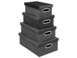 Σετ 4 Κουτιά Αποθήκευσης με καπάκι και βελούδινη υφή, Storage velvet boxes