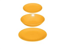 Πήλινο Σετ Σερβίτσιο Πιάτων 18 τεμαχίων σε κίτρινο χρώμα, 26x21x20 cm