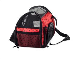 Τσάντα Μεταφοράς Κατοικίδιου σε κόκκινο χρώμα με μοτίβο Καρδιές, 41x23x27 cm