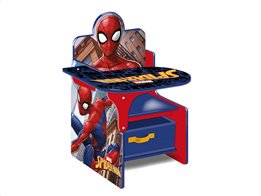 Ξύλινο Έπιπλο Γραφείο Καρέκλα με Αποθηκευτικό χώρο και Επιφάνεια με Θέμα Spiderman, 62x40x52