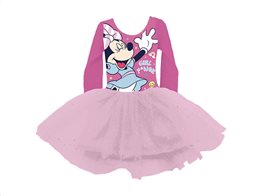 Παιδικό Mακρυμάνικο Κορμάκι Μπαλέτου με την Minnie Mouse με Ροζ τούλινη Φούστα, Minnie Mouse Dress 2