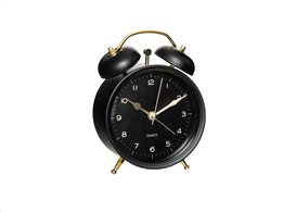 Μεταλλικό Vintage Ρολόι Ξυπνητήρι Με Διπλό Καμπανάκι 9.7x5.5x13.5 cm Μαύρο