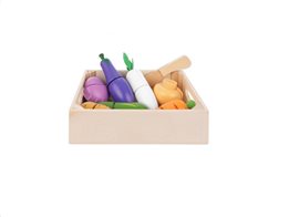 Σετ Παιχνίδι Ξύλινων Λαχανικών που κόβονται στην μέση 9 τεμαχίων, Set Velcro Vegetables