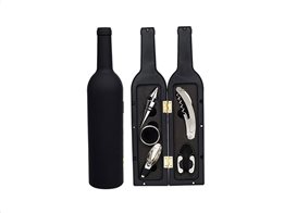 Σετ Αξεσουάρ κρασιού 6 τεμαχίων σε Θήκη με σχήμα Μπουκάλι κρασί με Μαγνητικό Κλείσιμο, 32.5x7x1.7 cm