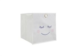 Υφασμάτινο Κουτί Αποθήκευσης με λαβές κρίκους, 32x20.5x32.5 cm, Storage box Λευκό