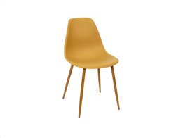 Καρέκλα σαλονιού με Μεταλλική Βάση σε Μουσταρδί χρώμα, 54x46x82 cm