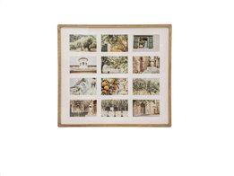 Ξύλινη Πολυκορνίζα Κορνίζα Τοίχου για 12 φωτογραφίες μεγέθους 10x15 , 59.2x1.8x53.8 cm