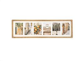 Ξύλινη Πολυκορνίζα Κορνίζα Τοίχου για 6 φωτογραφίες μεγέθους 10x15, 21x1.8x70 cm