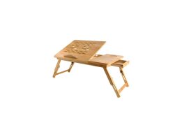 Ξύλινο βοηθητικό πτυσσόμενο τραπέζι Laptop από bamboo με ρυθμιζόμενο ύψος, 69x34.6x26.5 cm