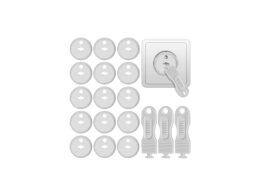 Σετ 15 τεμαχίων Προστατευτικά Καλύμματα για Πρίζες από Πλαστικό σε Λευκό χρώμα,  3.7 x 2.3 cm