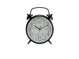 Επιτραπέζιο Αναλογικό Ρολόι Ξυπνητήρι με Πλαστικό Περίβλημα, 26.5x5x36 cm Μαύρο