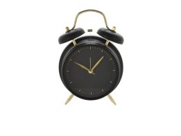 Μεταλλικό Ρολόι Ξυπνητήρι με διπλό καμπανάκι σε Μαύρο χρώμα, 12.7x6.2x18 cm