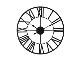 Αναλογικό Μεταλλικό Ρολόι Τοίχου διαμέτρου 47 cm σε Μαύρο χρώμα, Wall clock