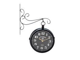 Διακοσμητικό Μεταλλικό Κρεμαστό Ρολόι Τοίχου σε Μαύρο χρώμα, 29x9x39 cm