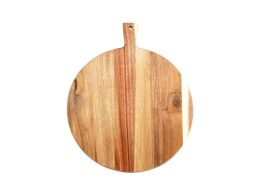 Ξύλινος Δίσκος Κοπής Στρογγυλός από ξύλο ακακίας με λαβή, 40x33x1.5 cm
