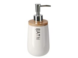 Κεραμικός Διανεμητής Σαπουνιού Dispenser Χωρητικότητας 400 ml με Καπάκι Bamboo, σε Λευκό χρώμα