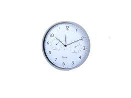 Ρολόι Τοίχου από πλαστικό, με ένδειξη θερμοκρασίας, 30x5x30 cm Γκρι